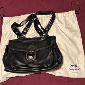 Coach Black Leather Carriage Shoulder Bag